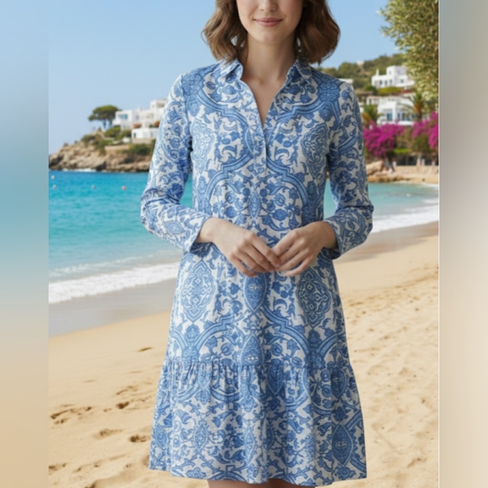 Primark Blue and White Floral Dress